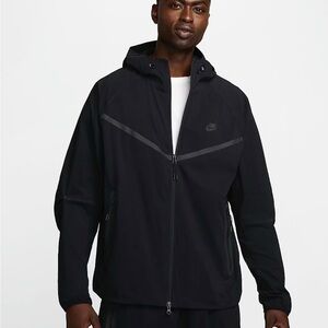 Nike Black Hooded Windbreaker with Chevron Design